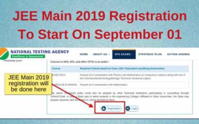 JEE MAIN 2019 REGISTRATIONS WILL START ON SEPTEMBER 01 nta.ac.in.